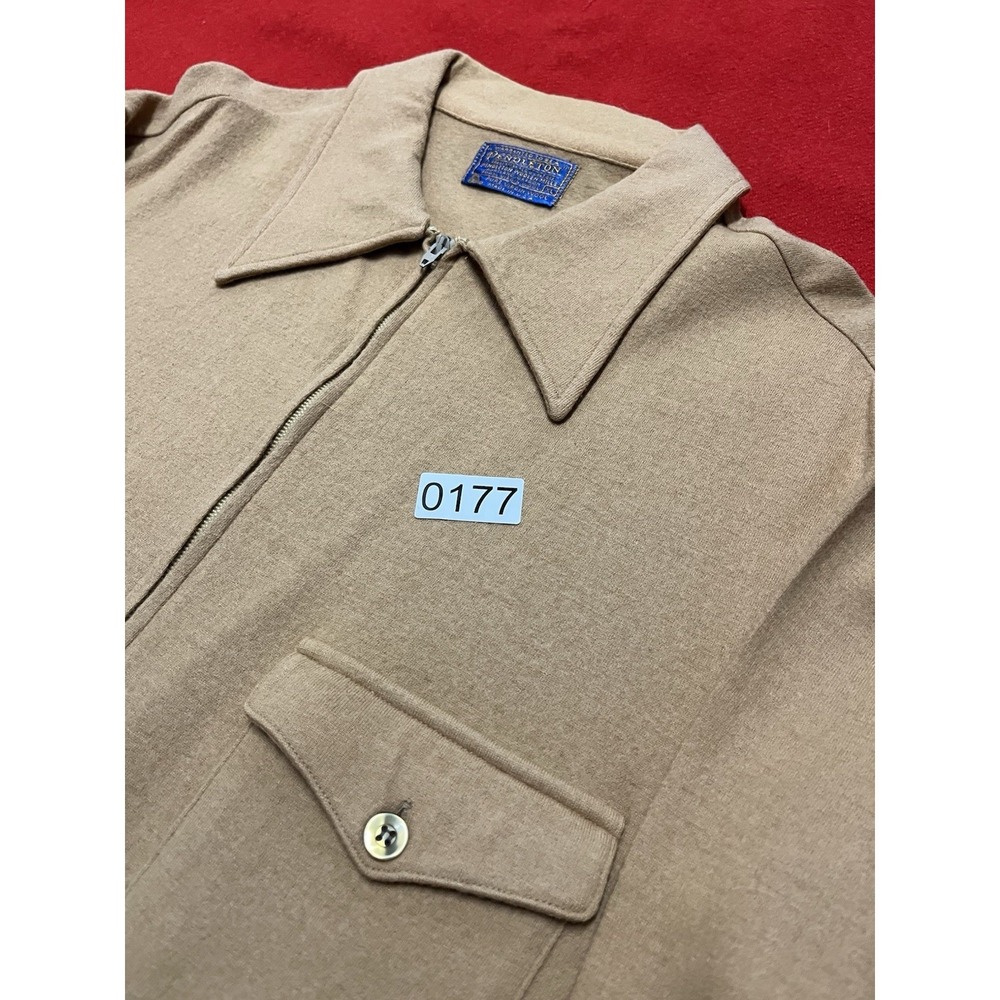 Pendleton 1960s/70s Half Zip Wool Shirt Two Pocket Vintage Rare Beige